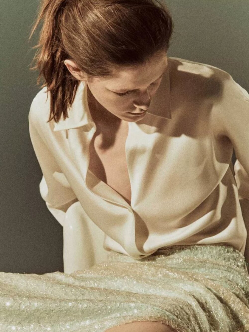 Vince 100% Silk Cream Shirt/Blouse - XL/1X